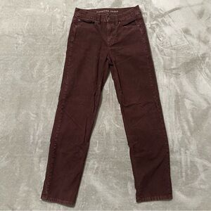 American Eagle 90s Straight Leg Corduroy Pants Size 4 High Rise Brown Stretch